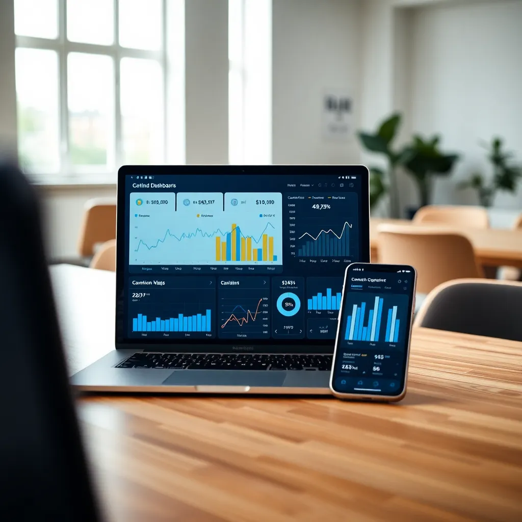 Moderne financiële dashboard op laptop en mobiel apparaat
